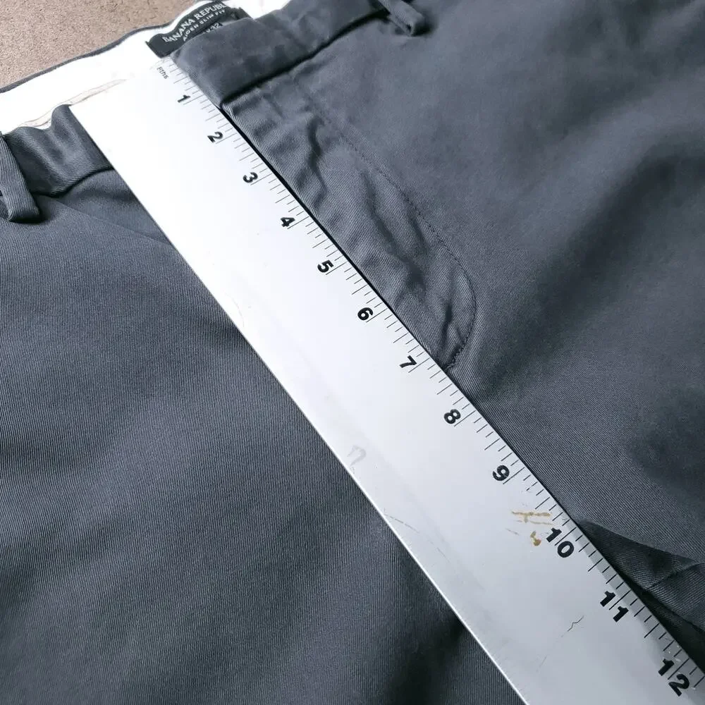 Banana Republic Aiden Slim Fit Chino Pants Stretch Men 35 Dark Green Preppy